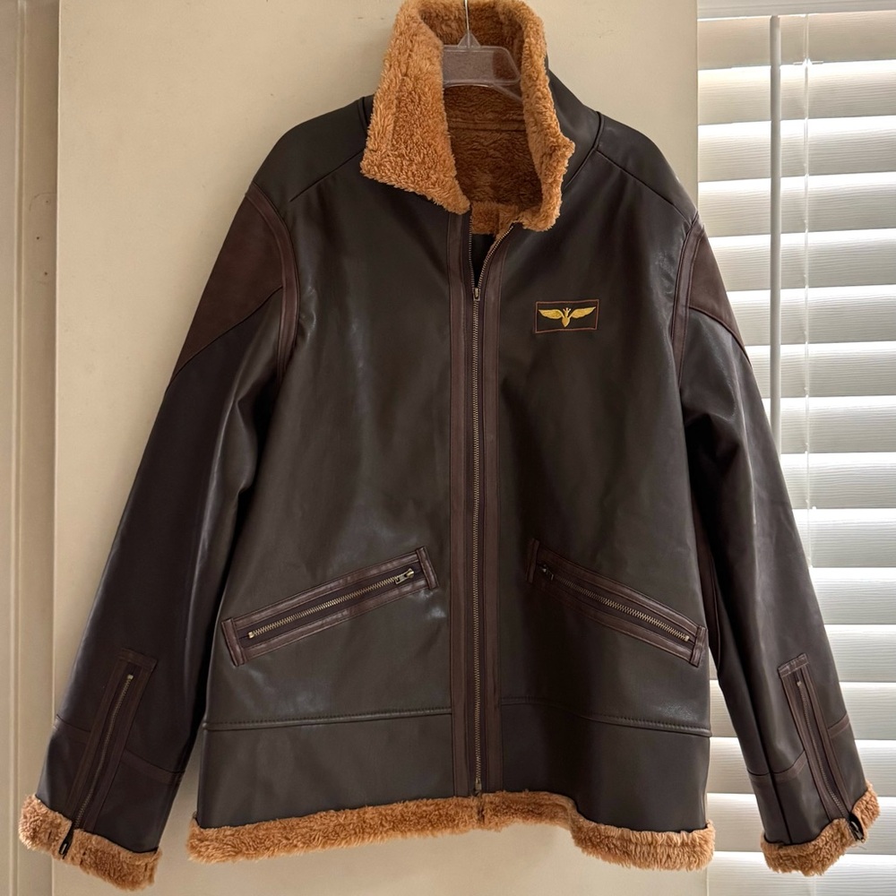 Brown Shearling Lined Leather Jacket - image 3